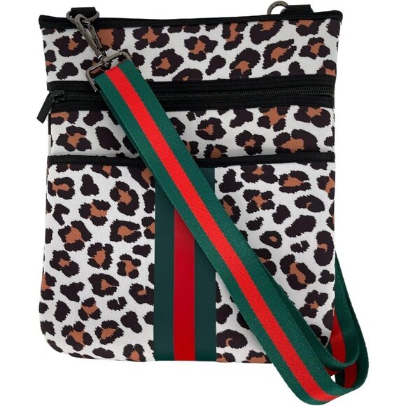 Handbags - Leopard Dot Neoprene Crossbody Bag Peach Dot for Monograming Style Lightweight